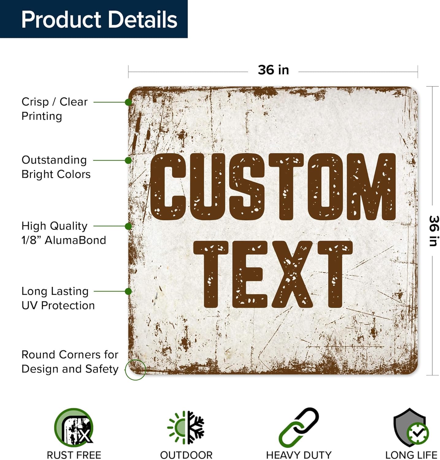 Custom Sign, Custom Street Sign, 11 Font Colors, 13 Font Styles, 4 Hole Options, 22 Sizes, 36x36 Inches, Rust Free DiBound, Fade Resistant, Made in USA by My Sign Center (Rustic)