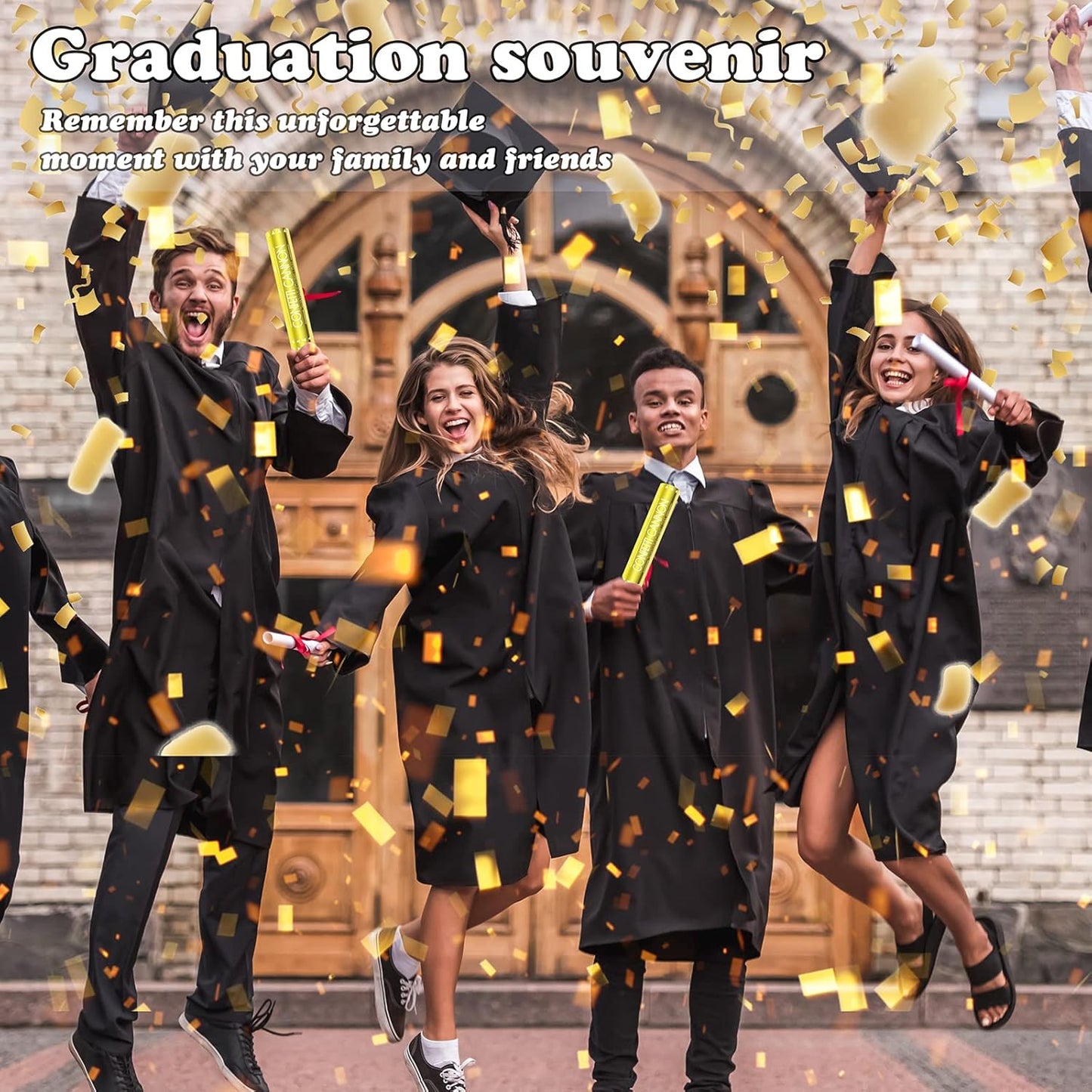 5 Packs Confetti Cannons Gold, 12 Inch Confetti Cannons Party Poppers, Gold Confetti Poppers for Graduation Wedding Birthday Parties and New Year's Eve Celebration