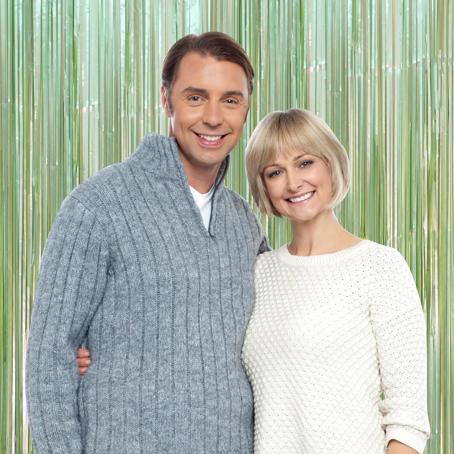 2 Pack Sage Green Foil Fringe Backdrop Curtains, Tinsel Streamers Party Decorations, Fringe Backdrop, Door Shimmer for Baby Shower or Birthday Party