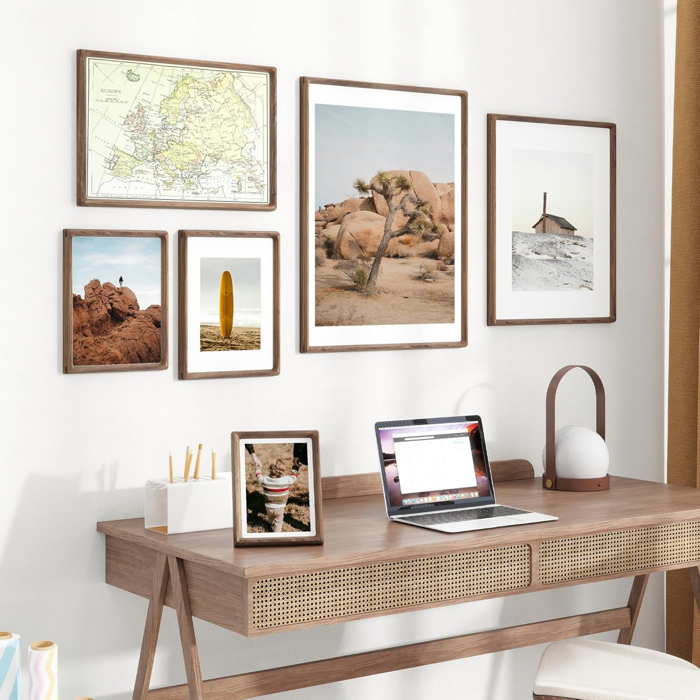 9x12 Picture Frame USA-Sourced Natural Walnut Solid Wood Photo Frame Handcrafted Rounded Corner with Mat to 6x8 Picture Display with Real Glass Family Picture, Certificate