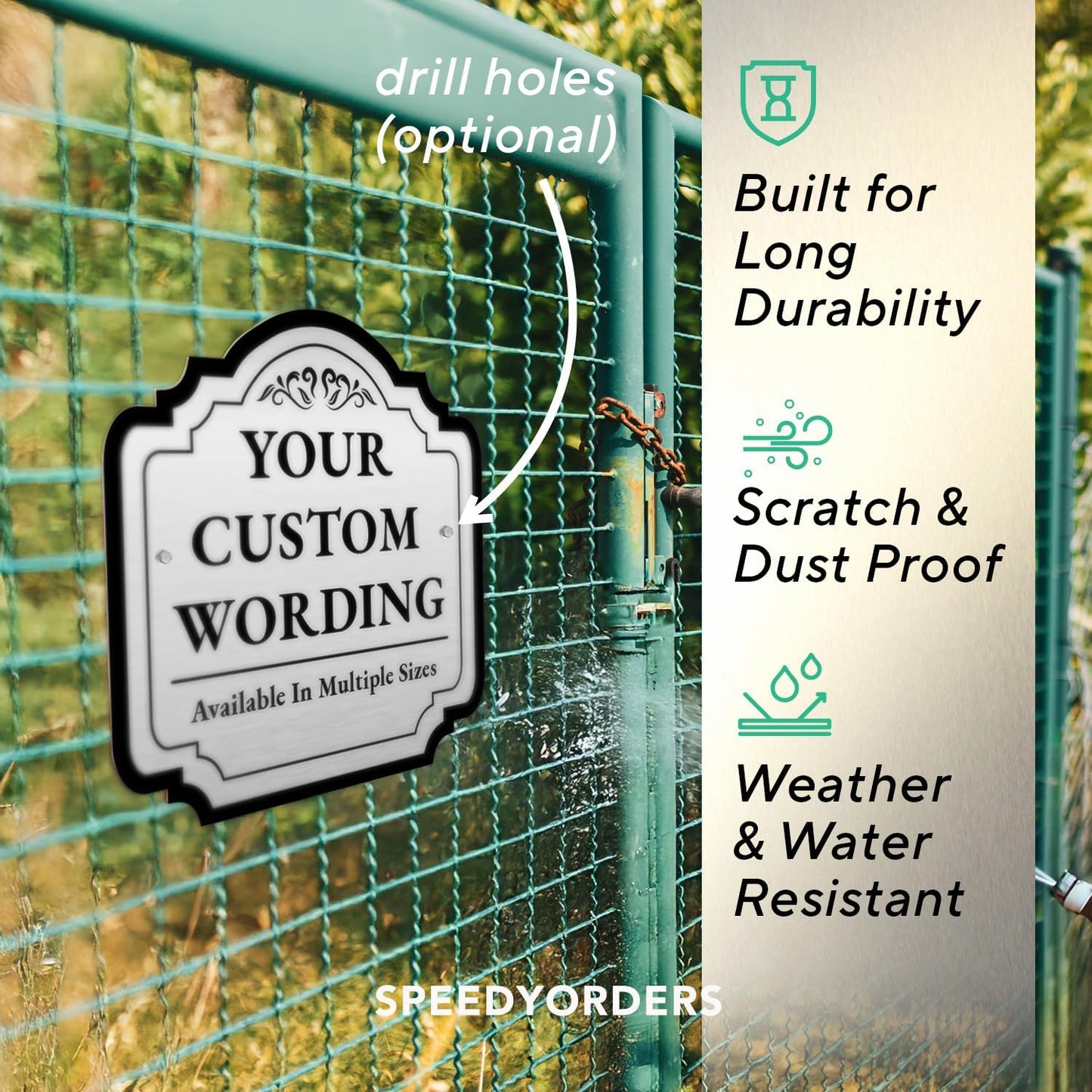 Custom Decorative Outdoor Metal Sign - Personalized Aluminum Driveway Sign, Waterproof, Made In USA - Design 2 Metallic Silver 12x12 In