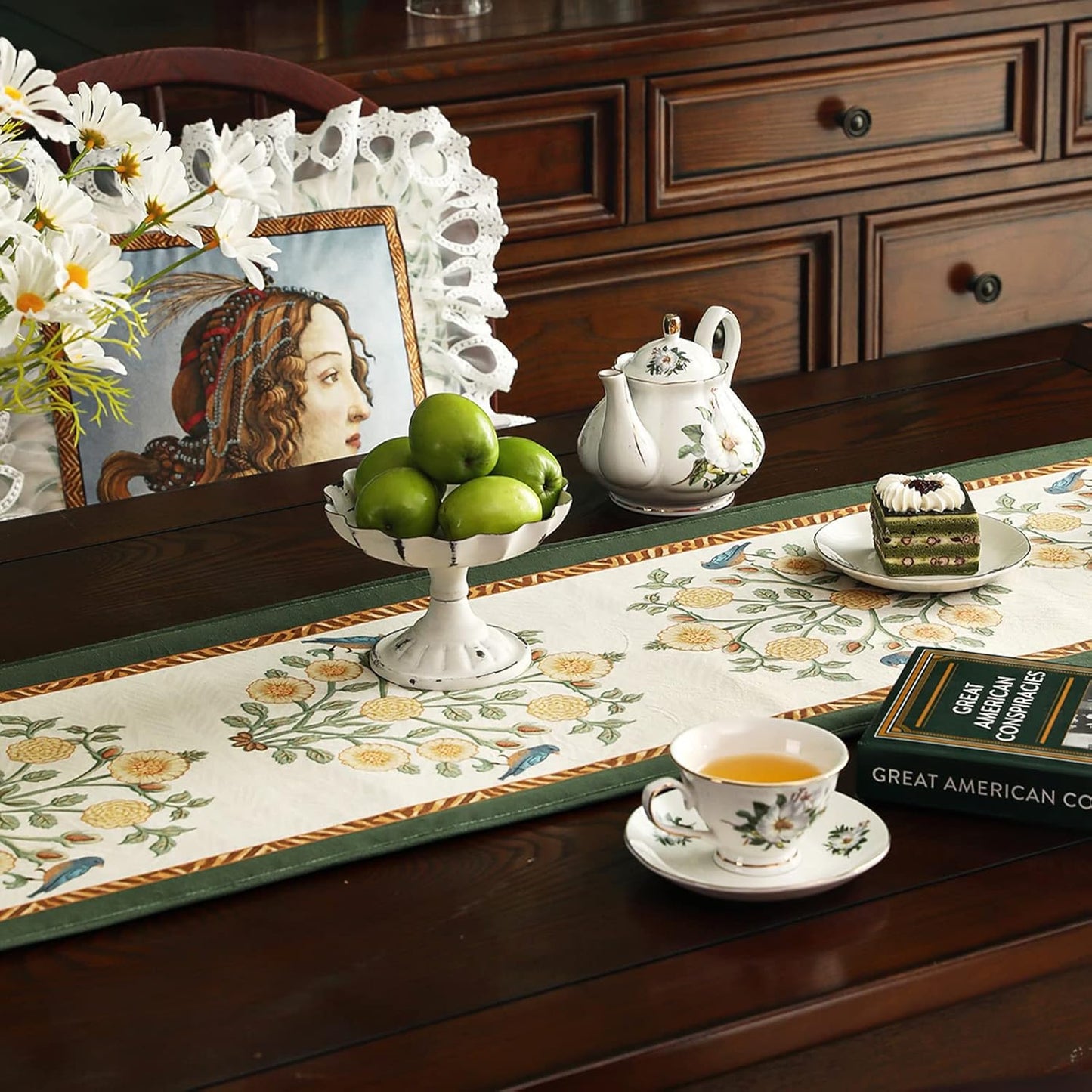 patdrea Velvet French Table Runner Farmhouse for Home Kitchen Dining Decor Parties Family Dinners Wedding 12"*63"