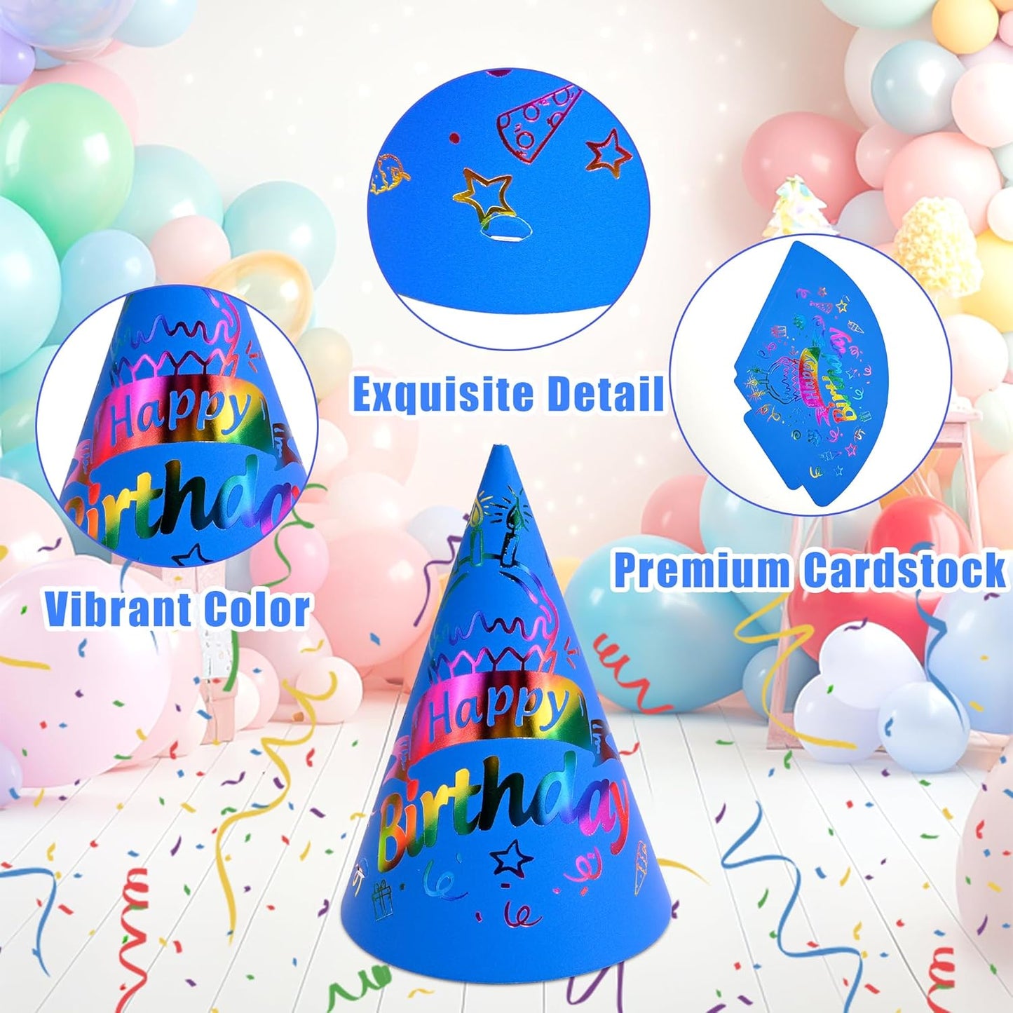 CANREVEL Party Hats for Kids and Adults, Party Headwear, Happy Birthday Hats, Birthday Party Decorations