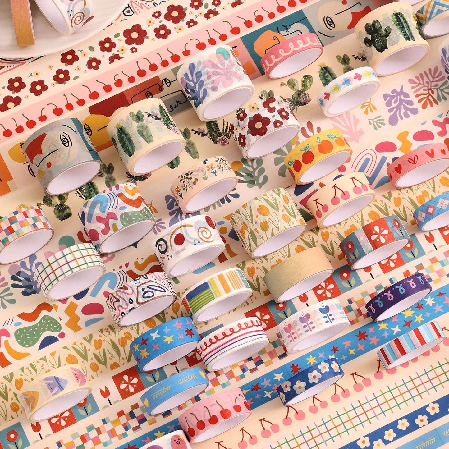 emmoolife 35 Rolls Washi Tape Set, Colorful Cute Floral Writable Decorative Tapes for Scrapbooking and Journaling, Junk Journal Supplies, Bullet Journaling for Women Girl 5-30mm Wide 9.84ft Long/Roll