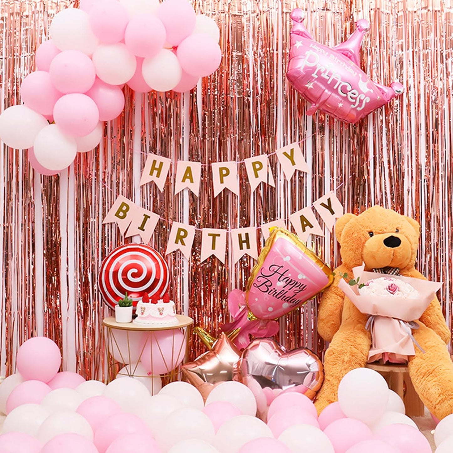 QRabbit 4 Pack Foil Curtain Backdrop, Silver Metallic Tinsel Foil Fringe Curtains, Party Streamers for Birthday Graduation Engagement Wedding Baby Shower Christmas Party Decorations