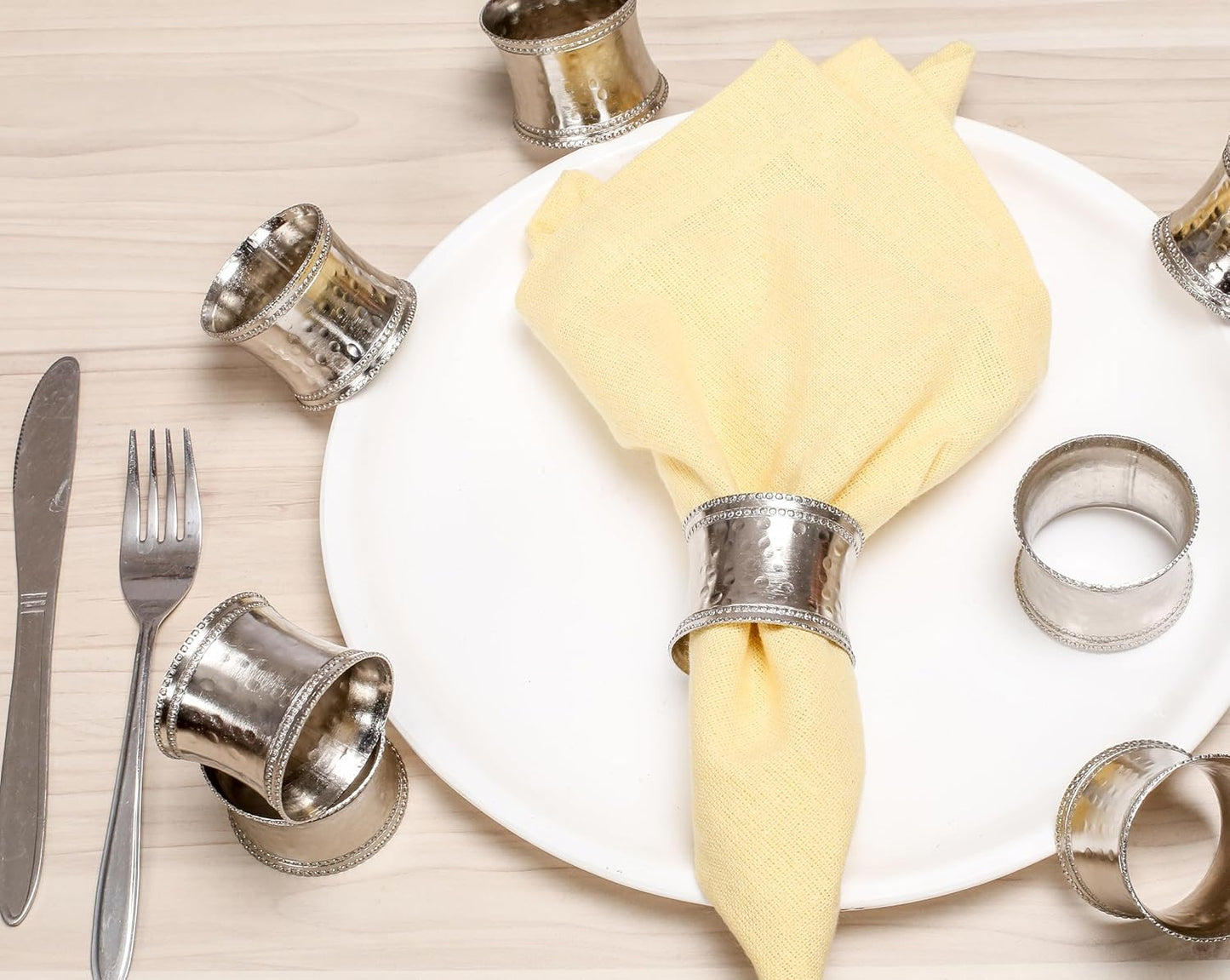Silver Napkin Rings Set of 12, Heavy Duty Metal Napkin Holder Buckles, Fall Thanksgiving Christmas Napkin Rings, Napkins Rings for Dinner Table Decor, Wedding, Banquet, Party, Easter - CLEENTABLE