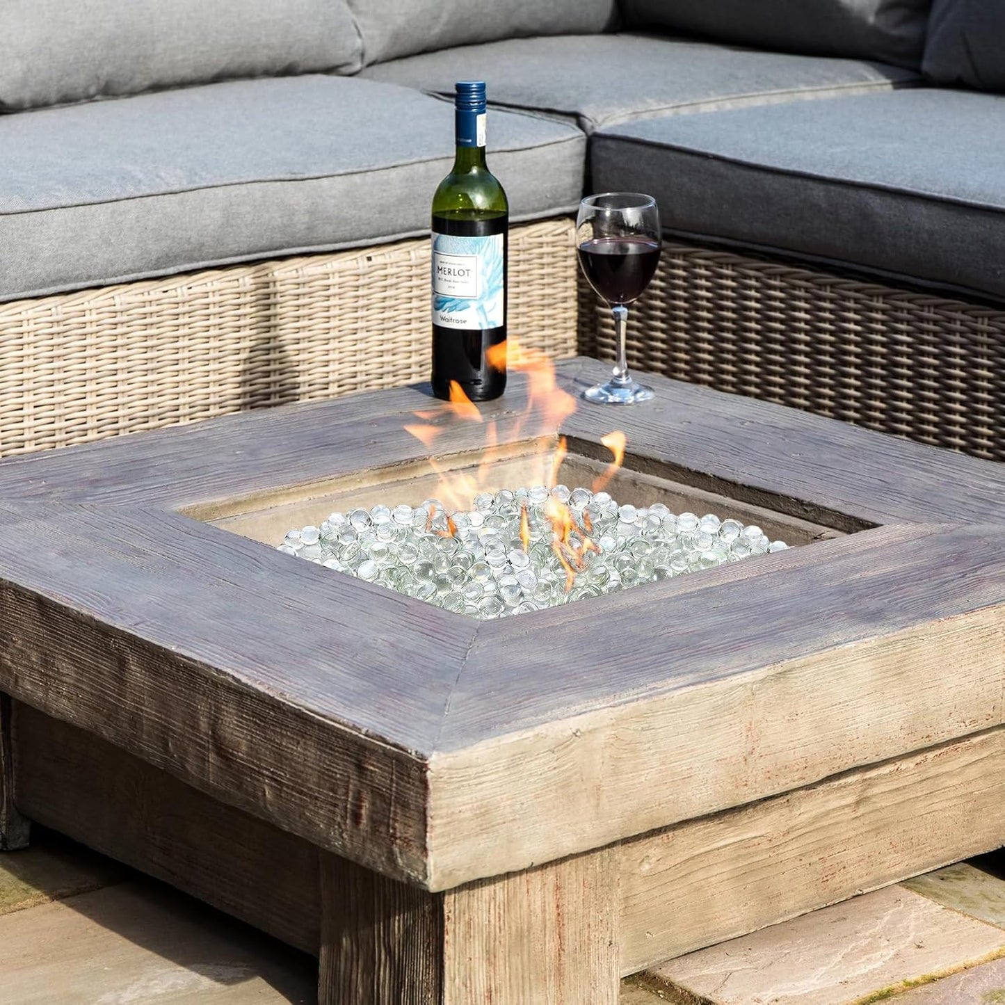 20 Pounds Firepit Glass, 3/4 Inch Glass Beads, Rocks for Fire Pit Table, Fireplace and Fire Bowl, Crystal Luster Firepit Rocks