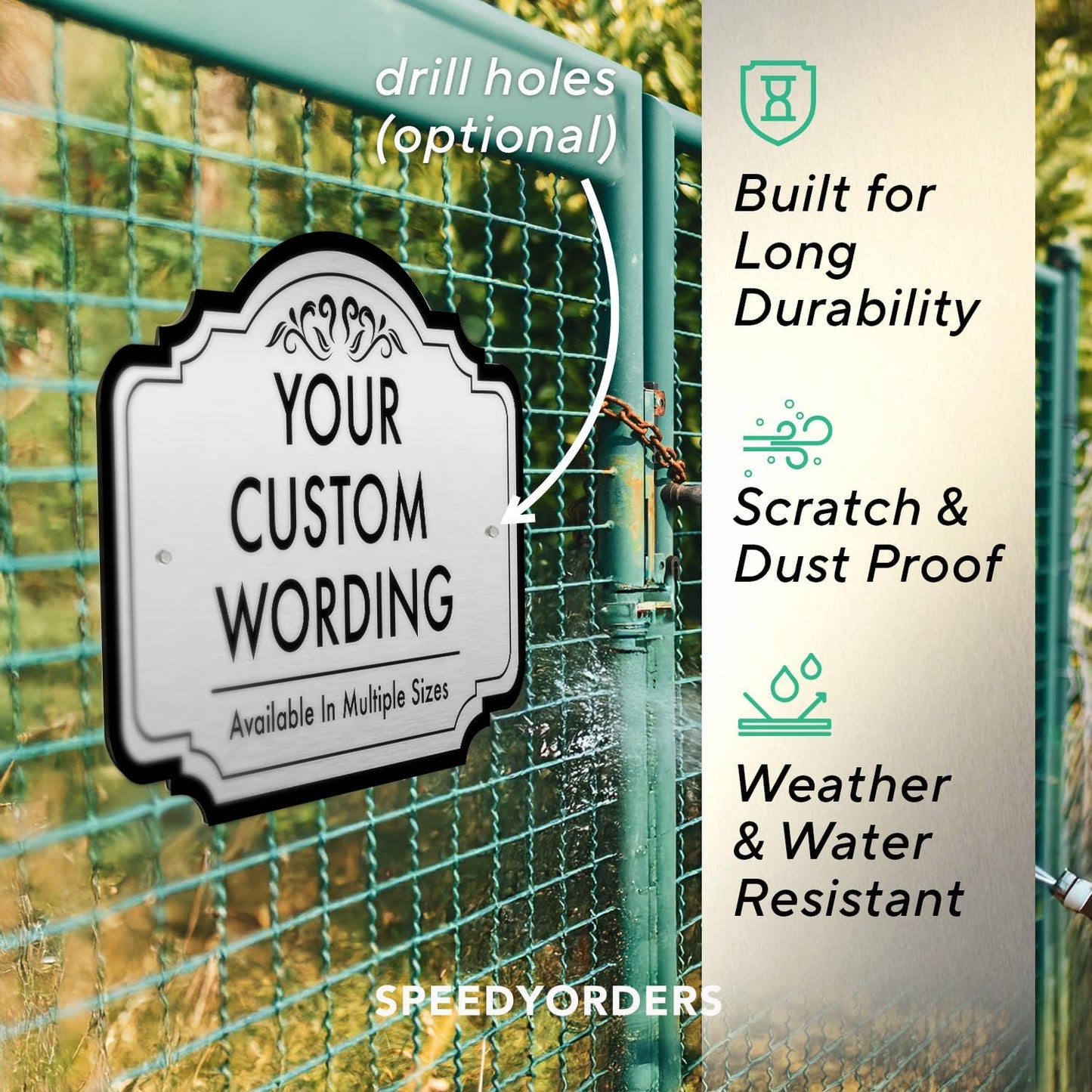 Custom Decorative Outdoor Signs, Personalized Aluminum, Customized Driveway Sign, Waterproof, Made in USA, Metallic Silver 30x24 In