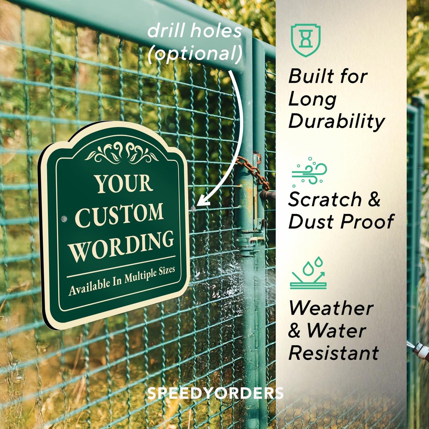 Custom Personalized Metal Signs - Aluminum Driveway Sign, Waterproof Roll-On, Forest Green 8x8 in