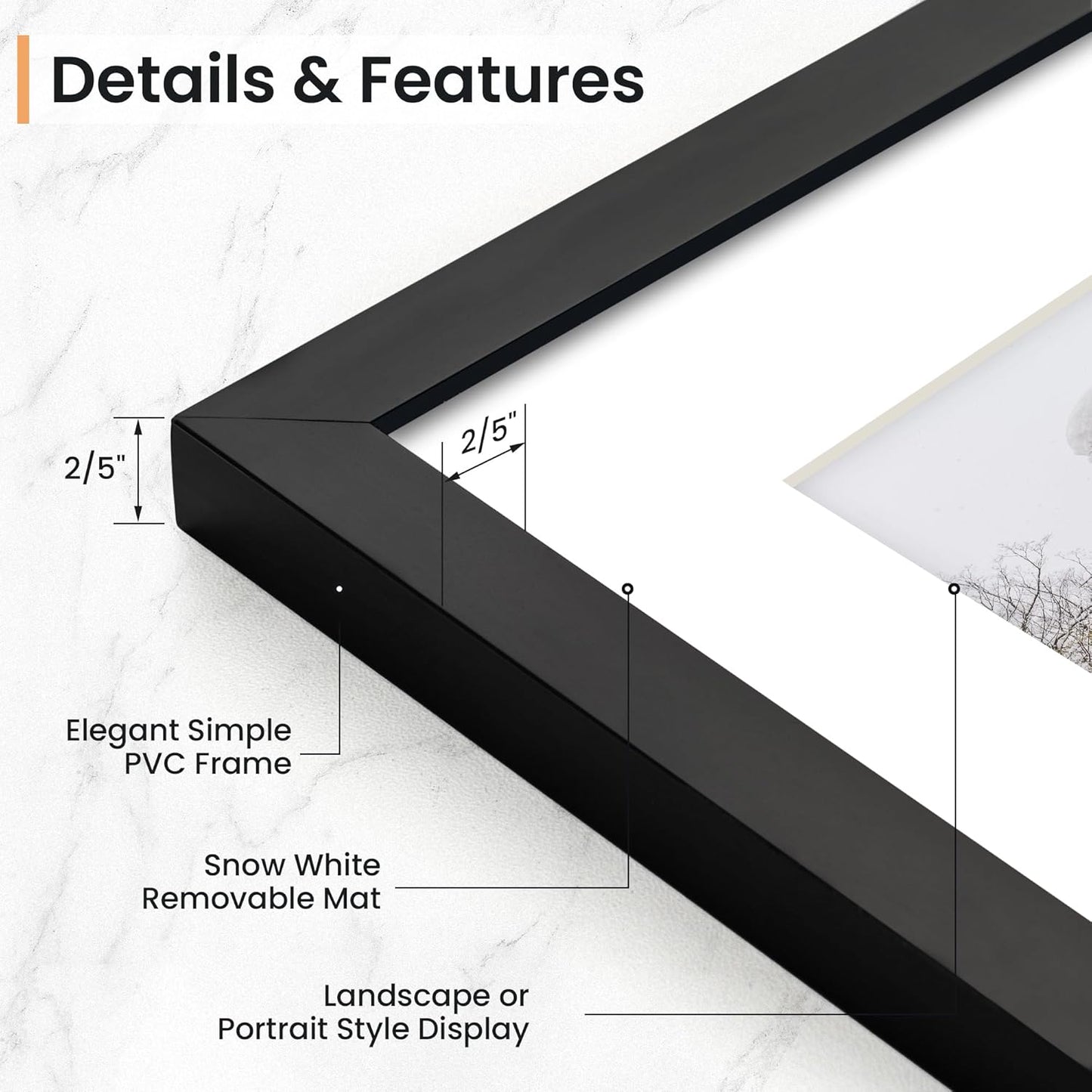 8x10 inch Picture Frame, 8x10 Photo Frames with 5x7 Removable Mat - High Definition Plexiglass - Vertical and Horizontal Display - Wall Hanging Frame - Black, 5 Pack