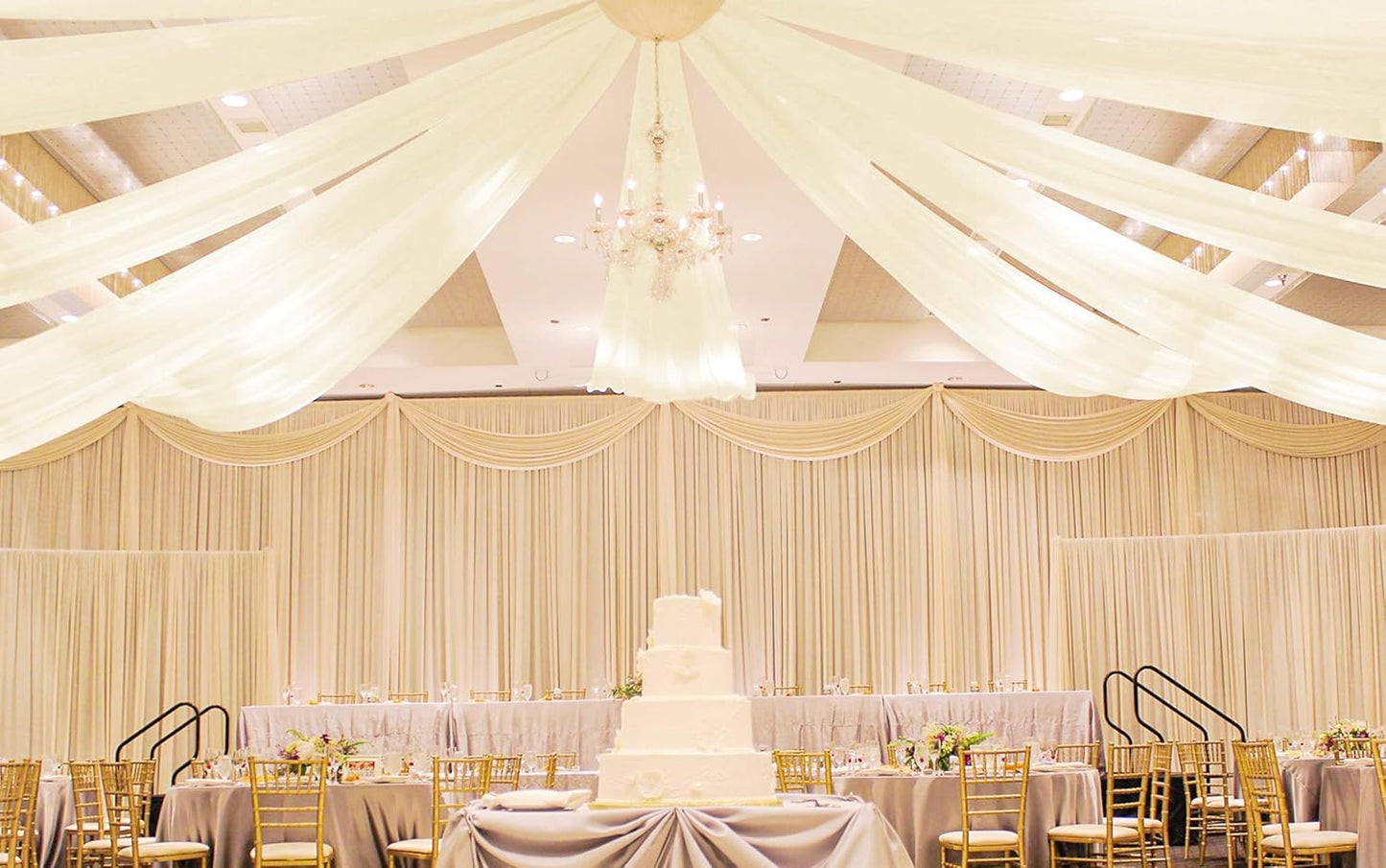 Ivory Ceiling Drapes for Wedding - 5ftx30ft Drapes for Wedding Arch - Sheer Cheesecloth Fabric - Romantic Decorations for Party Banquet Ceremony Stage