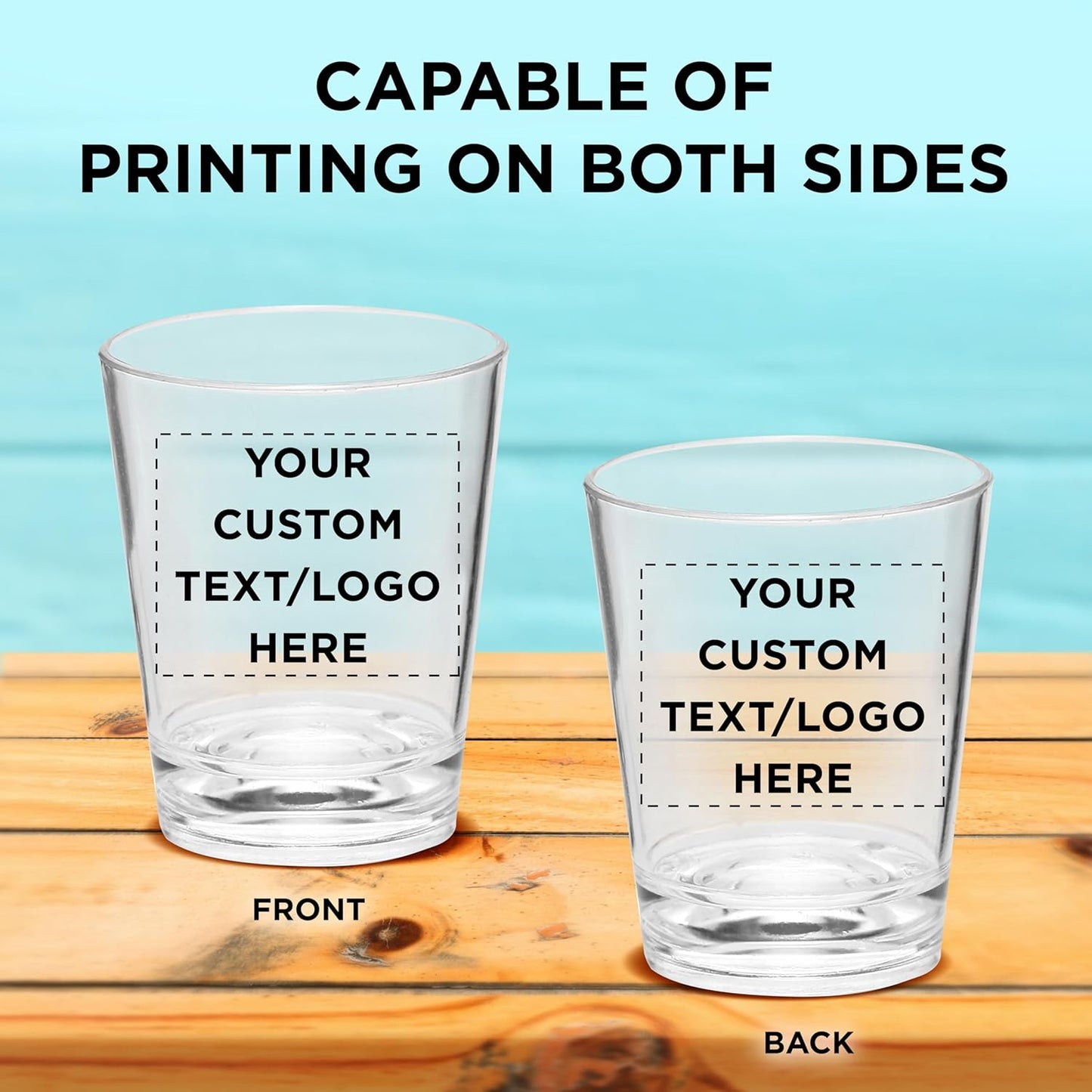 Custom Translucent Plastic Shot Glasses 1.5 oz. Set of 10, Personalized Bulk Pack - Acrylic, Great for Wedding, Party, Birthday, Gifts - Frosted Clear
