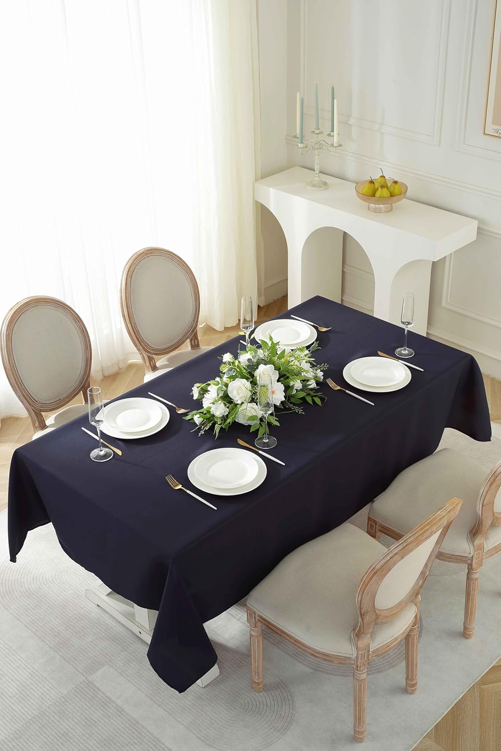 Craft And Party Rectangle Tablecloth, 70 x 120 Inch Navy Blue Tablecloth, Polyester Fabric Washable Table Cloth for Home, Party, Wedding or Restaurant Use.