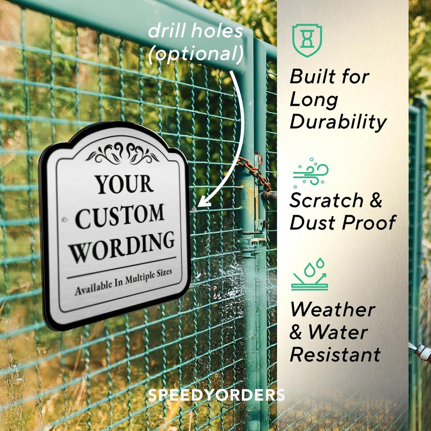 Custom Decorative Outdoor Metal Signs, Personalized Aluminum, Waterproof Made In USA, Silver 24x24