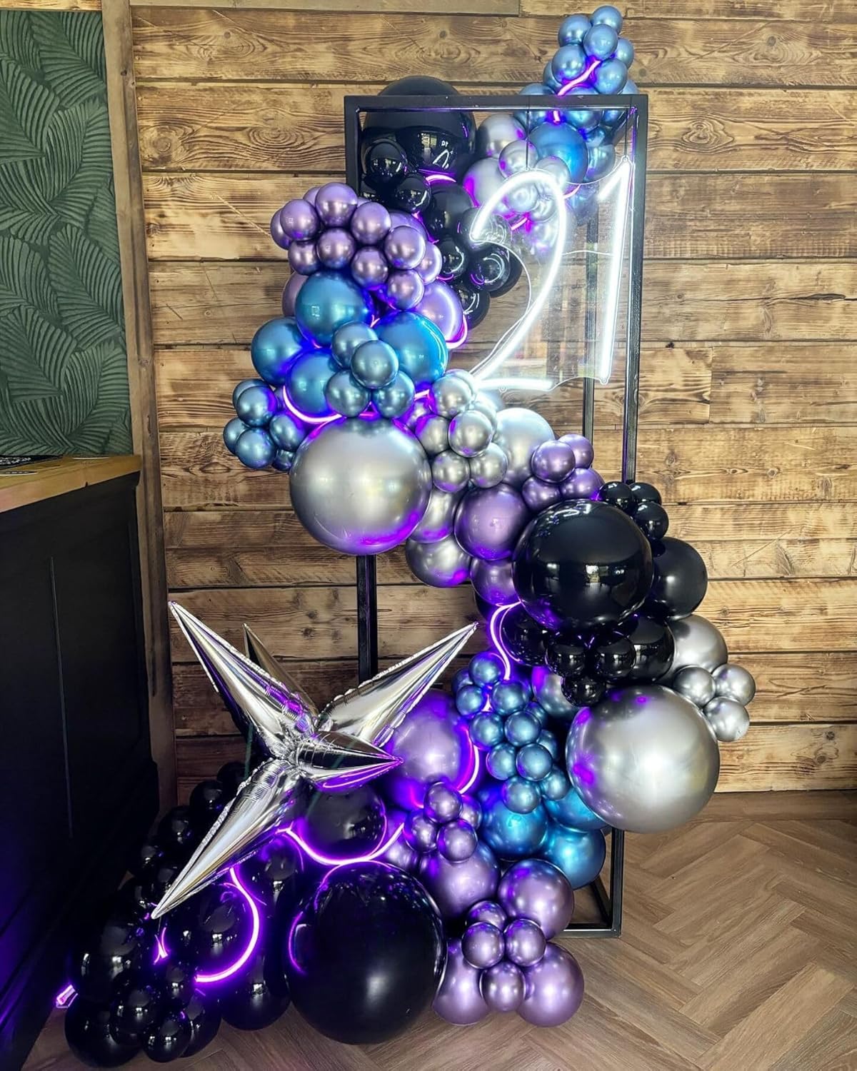 Paready Purple Blue Balloons Set, 50pcs 12 Inch Metallic Blue Purple Latex Balloons Helium For Boys Birthday Space Theme Party Decorations