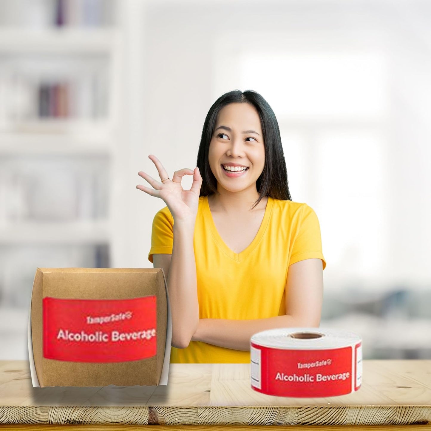 Angel's Peel Lounge Tamper Proof Stickers Roll — Tamper Evident Stickers for Food Delivery, Cups, Bags, Drink Lids, Writable Self Adhesive Seal Tape, Name Label Space - 1.5x6in 250-COUNTS, RED