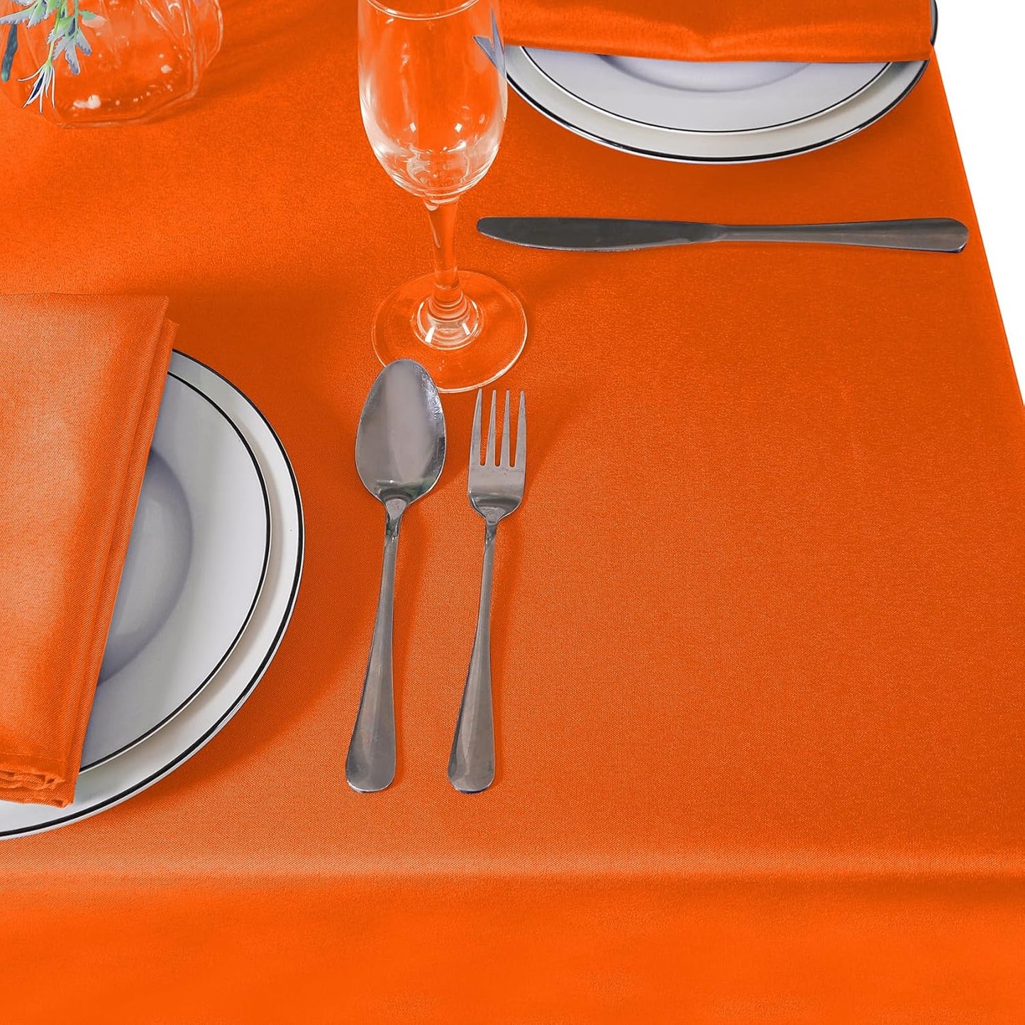 120 inch Round Tablecloth Washable Polyester Table Cloth Decorative Table Cover for Wedding Party Dining Banquet(120 inch,Orange)