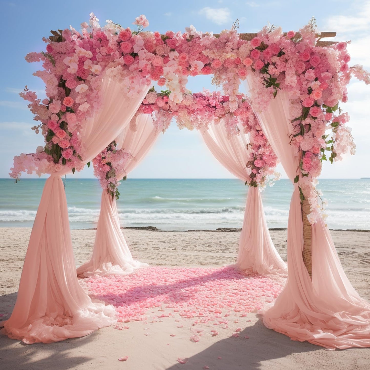 Wokceer Blush Wedding Arch Draping Fabric Backdrop 2 Panels 28.7" X 20FT Sheer Drapes Fabric for Wedding Arbor Ceremony Party