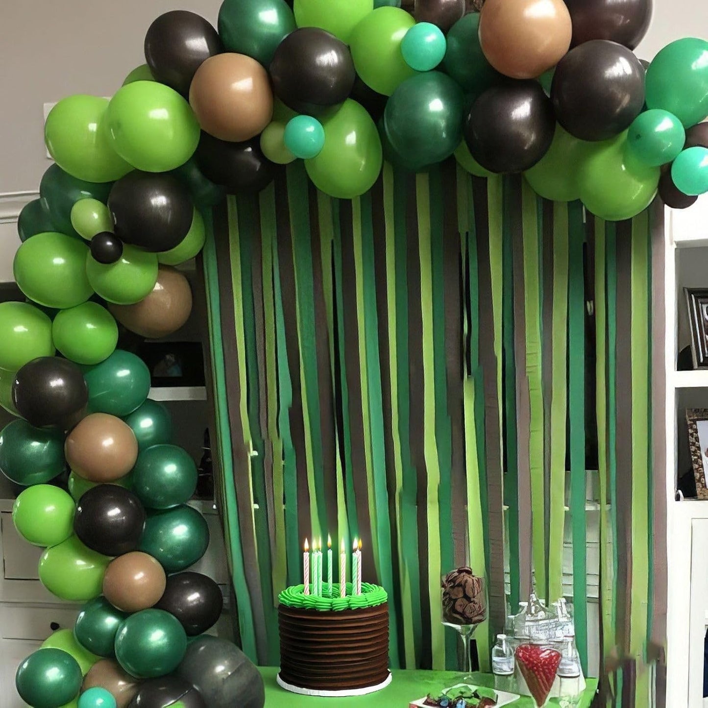 Green and Brown Balloons, Dark Emerald Green Balloon Camouflage Green Black Brown Balloons, Metallic Green Gold Balloon for Camping Game Jungle Theme Camo Birthday Baby Shower Army Party Decorations