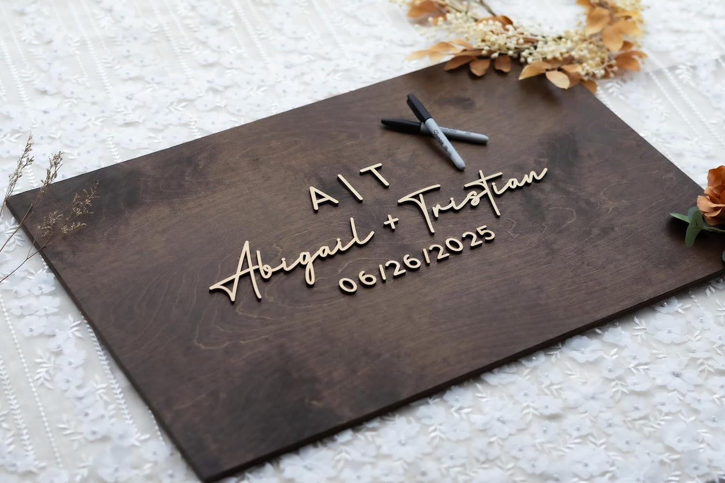 Personalized Last Name Guest Book, Unique Guest Book Sign, Custom Alternative Guest Book, Wooden Guest Book, Wedding Ceremony Guestbook Sign (Design 9)