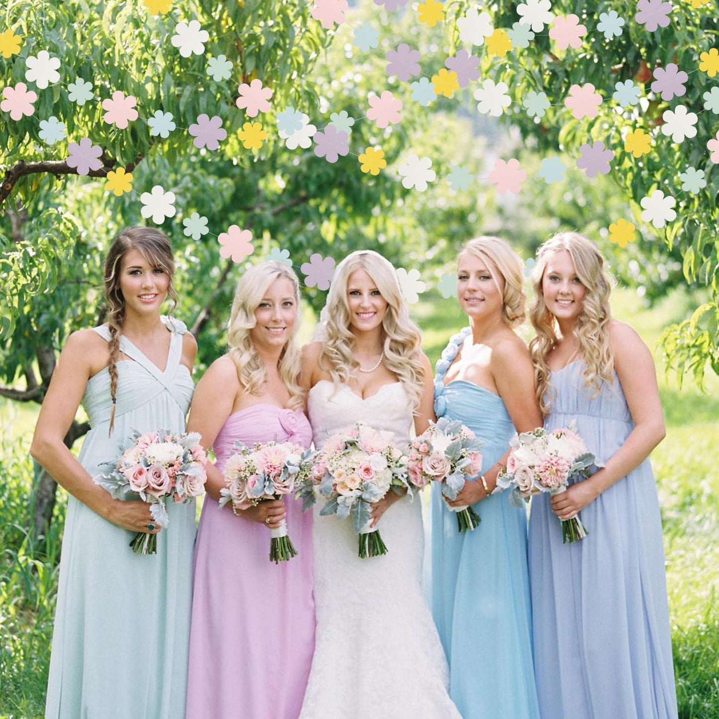 Pastel-Rainbow Colorful Party-Decorations Streamers-Garland - 52ft Flower Hanging Paper Banner, Birthday Baby Bridal Shower Classroom Carnival Decor Hugfond