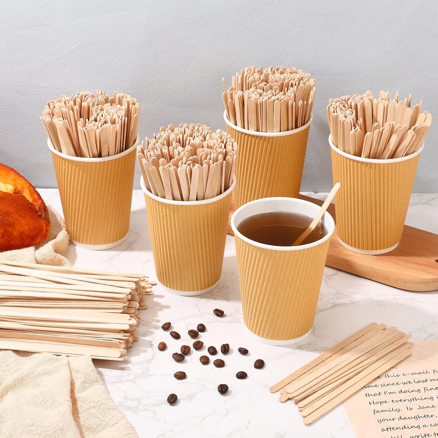 5000 Pcs Wooden Coffee Stirrers 5.5 Inch Disposable Wood Coffee Stir Sticks for Tea Cocktail Drink Stirring