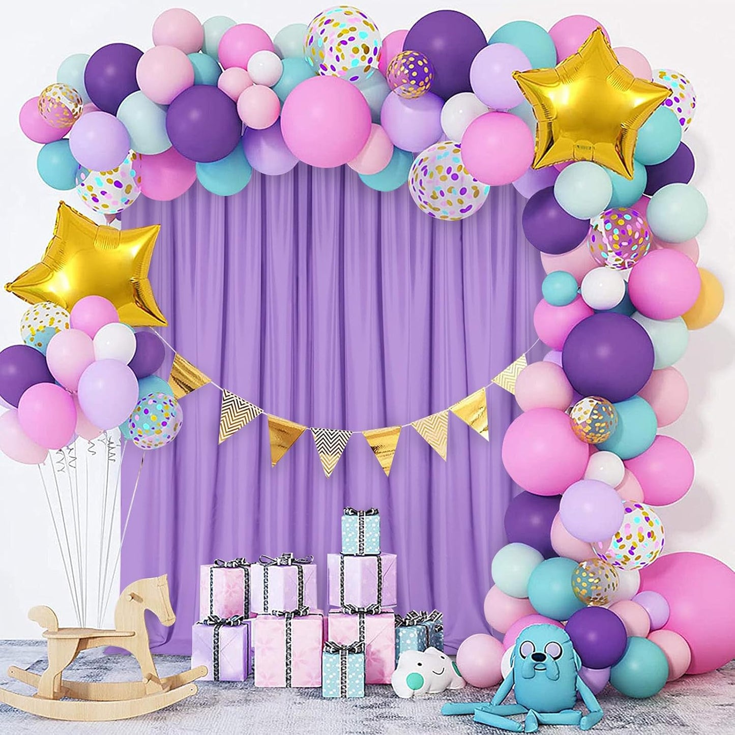 DWCN 10x7 FT Backdrop Curtains for Parties, Photography Backdrop Drapes with Rod Pockets for Wedding Decorations Stage Birthday Family Gatherings, 2 Panels 5ft x 7ft, Lavender
