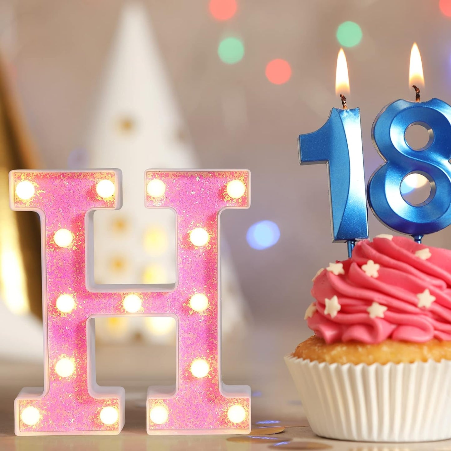 Foaky Pink Light up Letters,Pink Party Decorations,Girls Room Decor,Glitter Light Up Letters,Alphabet Letter Sign for Night Light Birthday Party Girls Gifts, Home Bar Decoration(S)