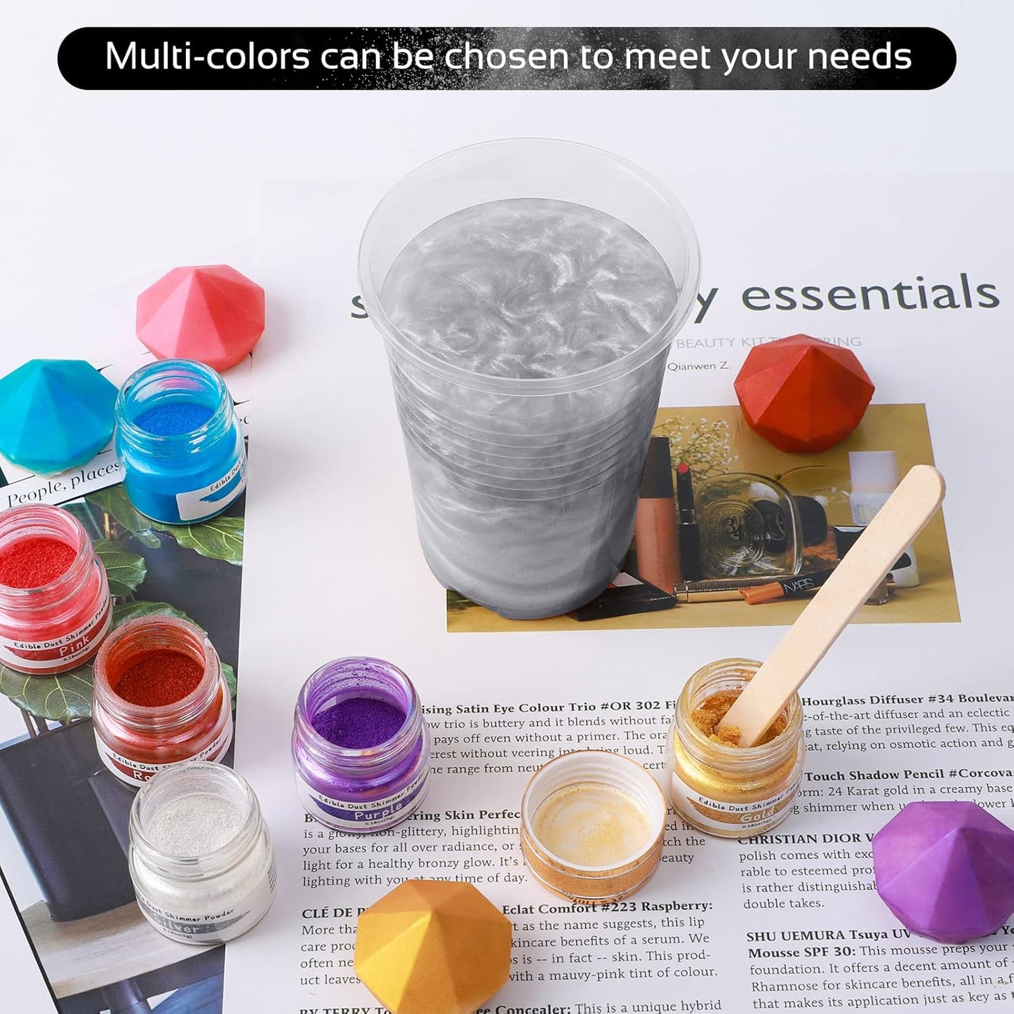 Jelife Silver Edible Luster Dust - 5 Grams Food Grade Cake Dust Shimmer Powdered, Edible Metallic Powder Food Coloring for Cake Decorating, Chocolates, Fondant, Drinks, Painting & More, Vegan