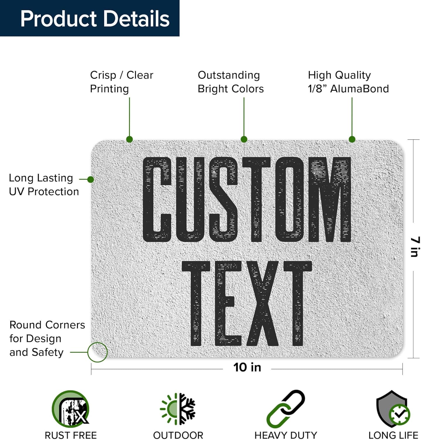 Custom Sign, Custom Street Sign, 11 Font Colors, 13 Font Styles, 4 Hole Options, 22 Sizes, 7x10 Inches, Rust Free DiBound, Fade Resistant, Made in USA by My Sign Center (Concrete)