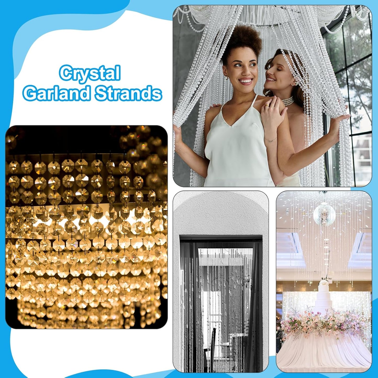 PATIKIL 14 mm Crystal Garland Strands, 98.4 Ft Acrylic Octagon Chandelier Bead Chains String for DIY Craft Wedding Party Home Decorative Jewelry Making, Purple