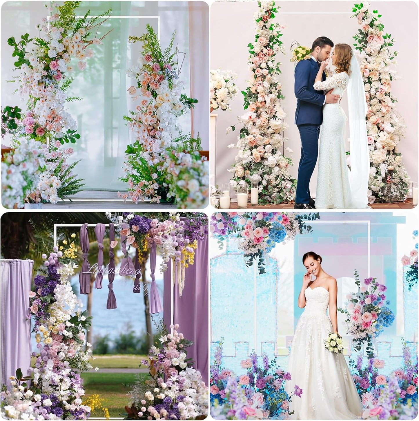 Asee'm 6.6FTx4FT White Wedding Arch Backdrop Stand Square Metal Rectangular Arch Frame for Ceremony Party Birthday Bridal Baby Shower Anniversary Arbor Balloon Decoration