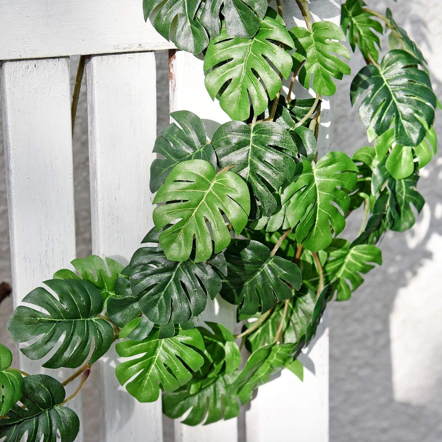 FiveSeasonStuff Monstera Plant Garlands, Artificial Leaf Bendable Vines (2 pcs, 5.2 feet)