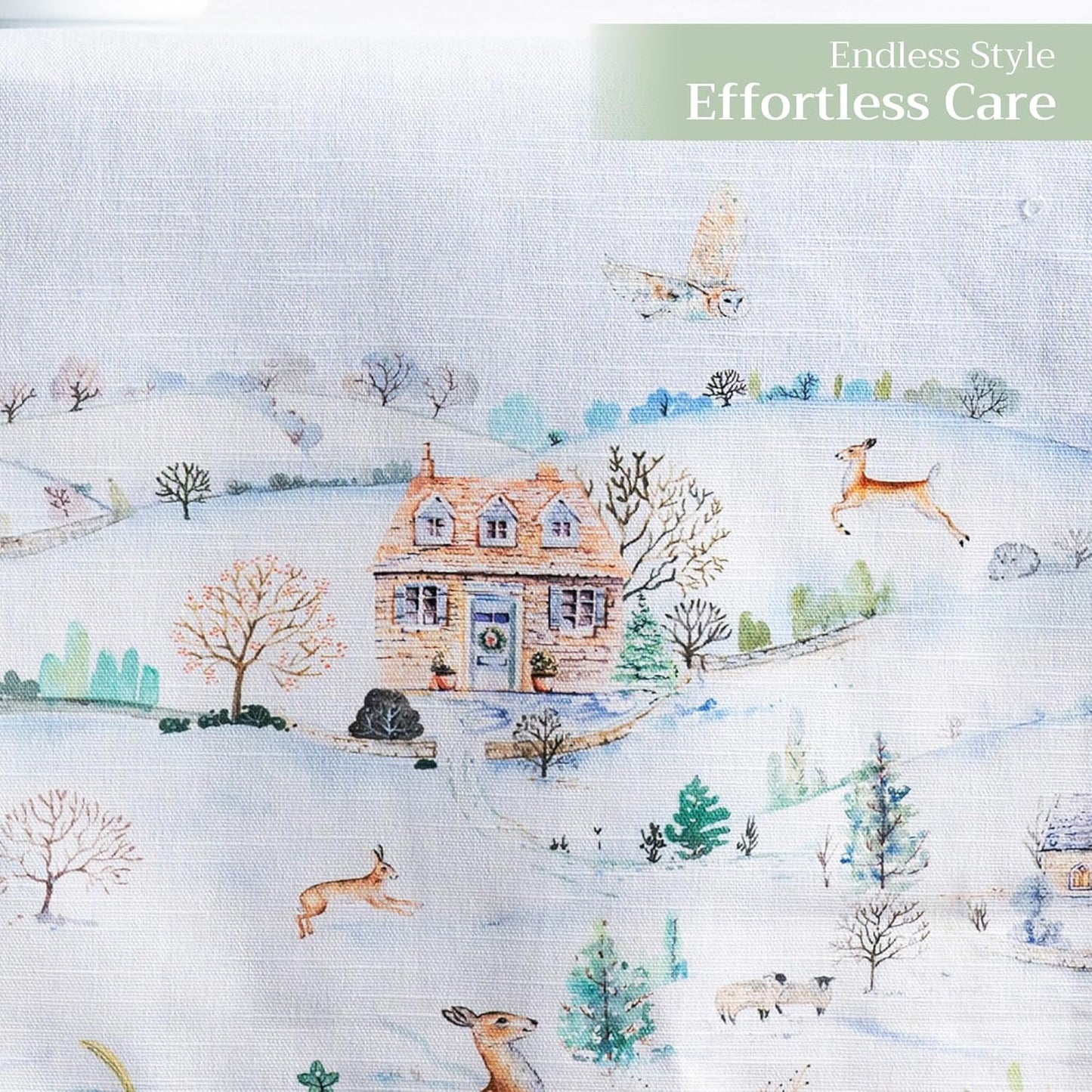 Maison d' Hermine Table Runner 100% Cotton Single Layer Table Runners 72 inches Long for Thanksgiving Christmas Decorations Home Kitchen Dining Party Wedding (Snowy World, 14.5" x 72")