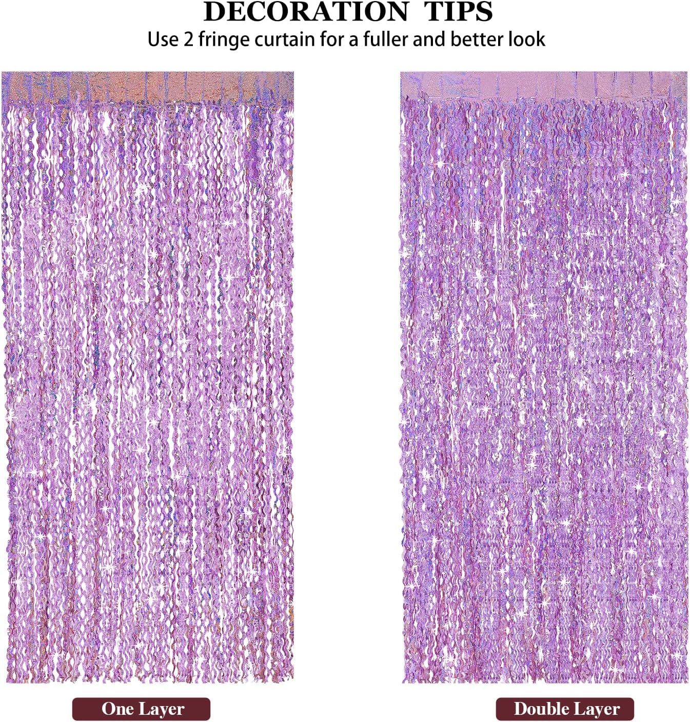 4 Pack Pink Tinsel Curtain Party Backdrop - CYLMFC 3.3 ft x 6.6 ft Sparkle Wavy Foil Fringe Backdrop Curtain for Party Decorations Girls Birthday Bachelorette Party Decor Supplies Photobooth Props