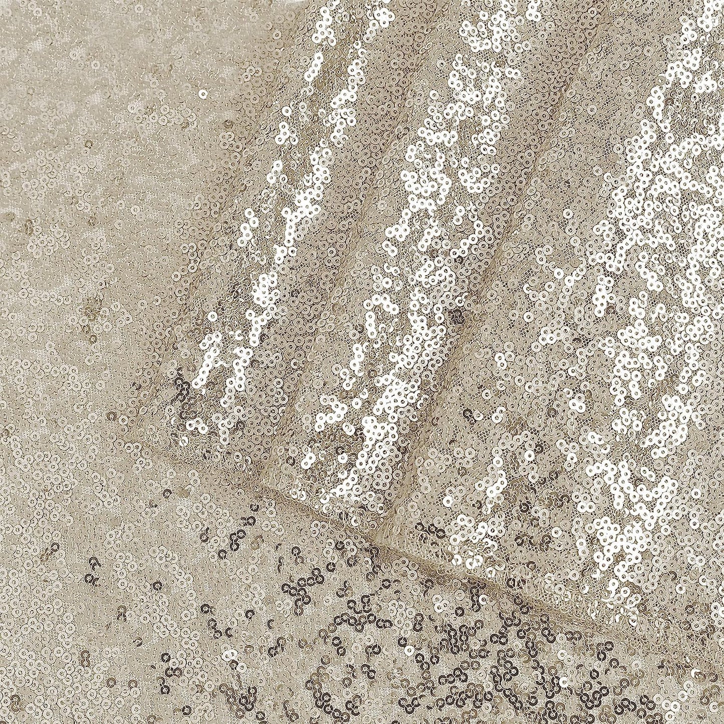 OQSQ Champagne Sequin Tablecloth 50x80 inch, Glitter Drape Table Cloth, Sparkle Sequence Table Overlays for Thanksgiving Day Wedding Birthday Party Baby Bridal Shower