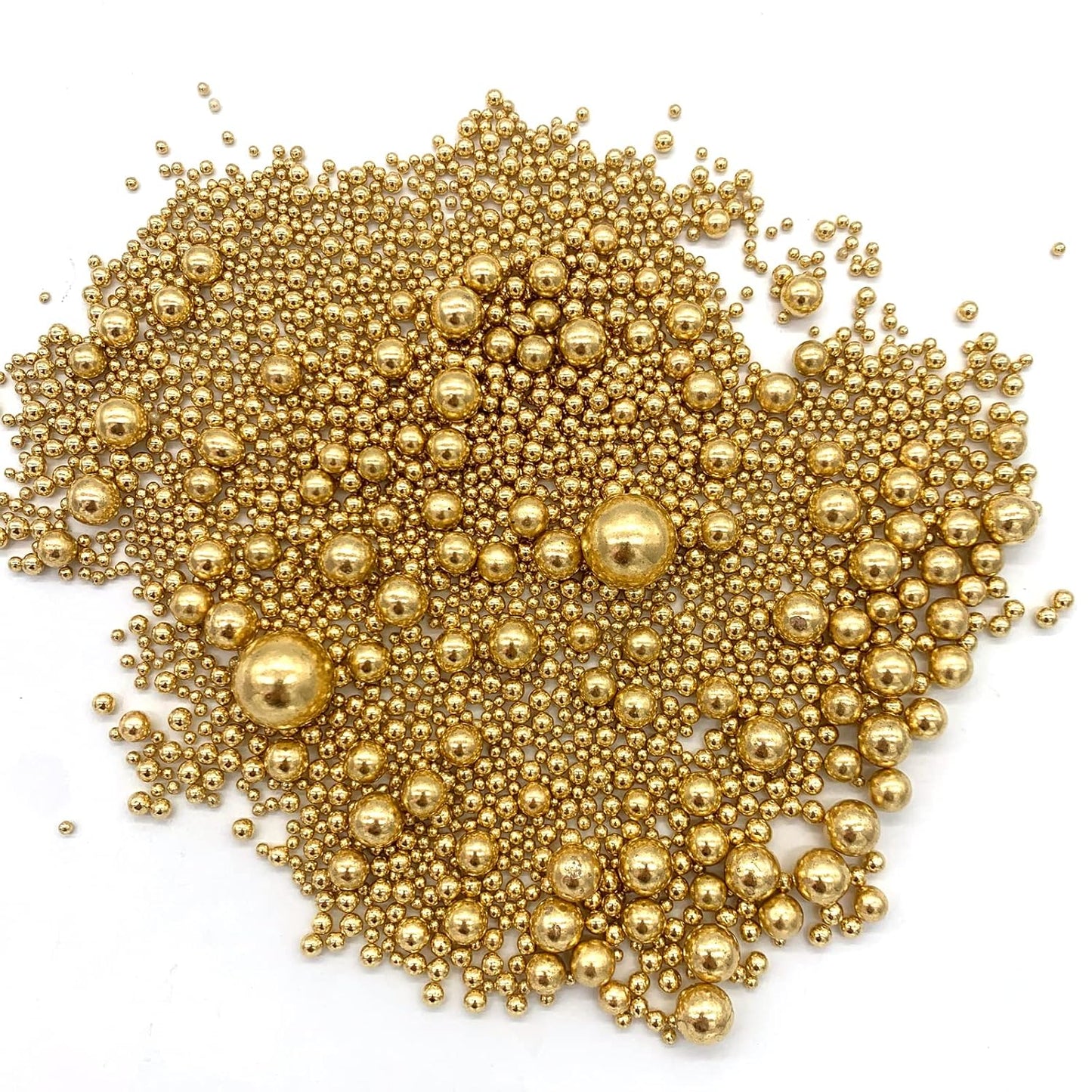 Weraru Edible Bright Gold Pearl Sugar Sprinkles Candy Mixing Size Baking Edible Cake Decorations Cupcake Toppers Cookie Decorating Celebrations Wedding Shower Party Chirstmas Supplies 120g/ 4.2oz