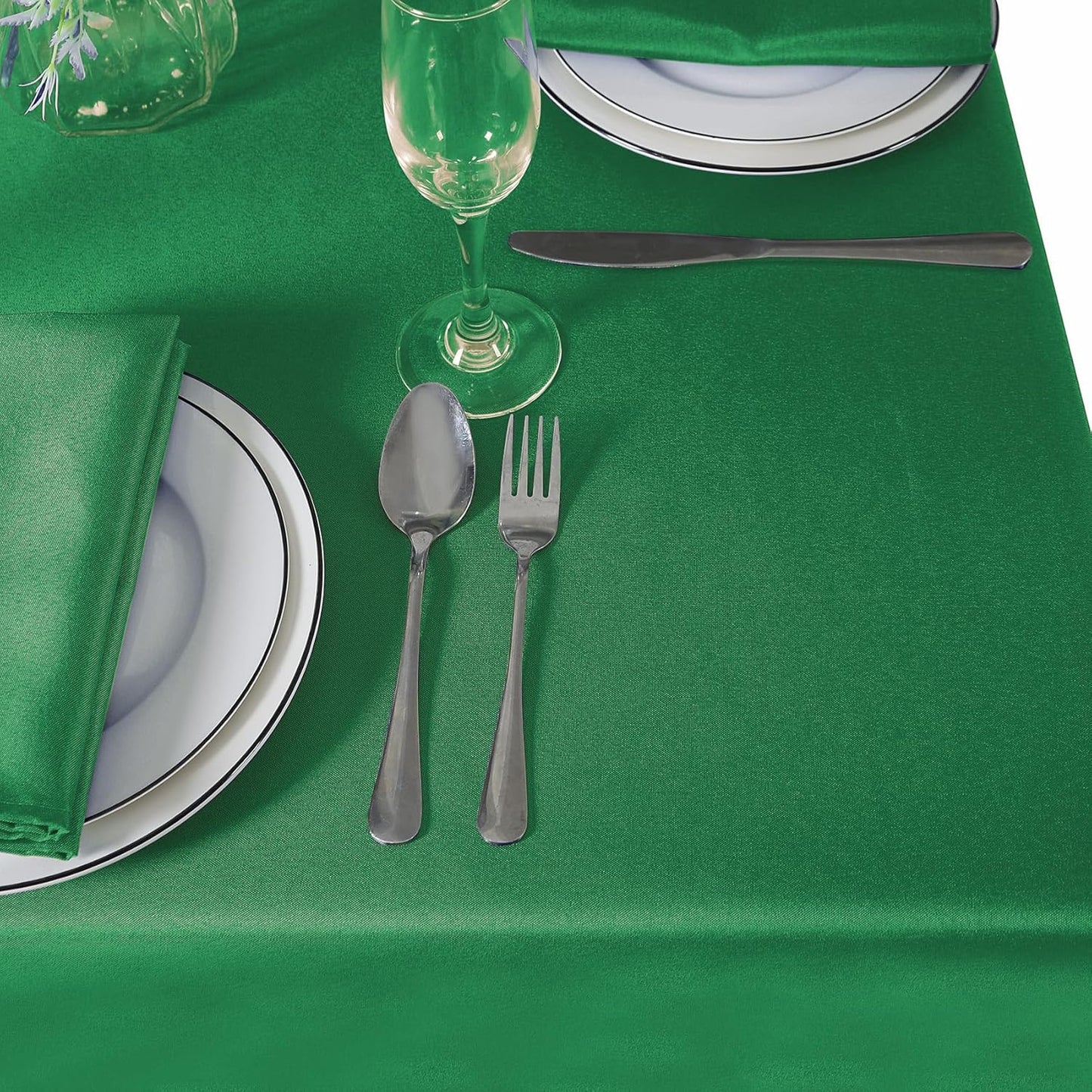 Rectangle Tablecloth 90x132 inch Washable Polyester Fabric Table Cloth for Wedding Party Dining Banquet Decoration(90x132, Emerald)