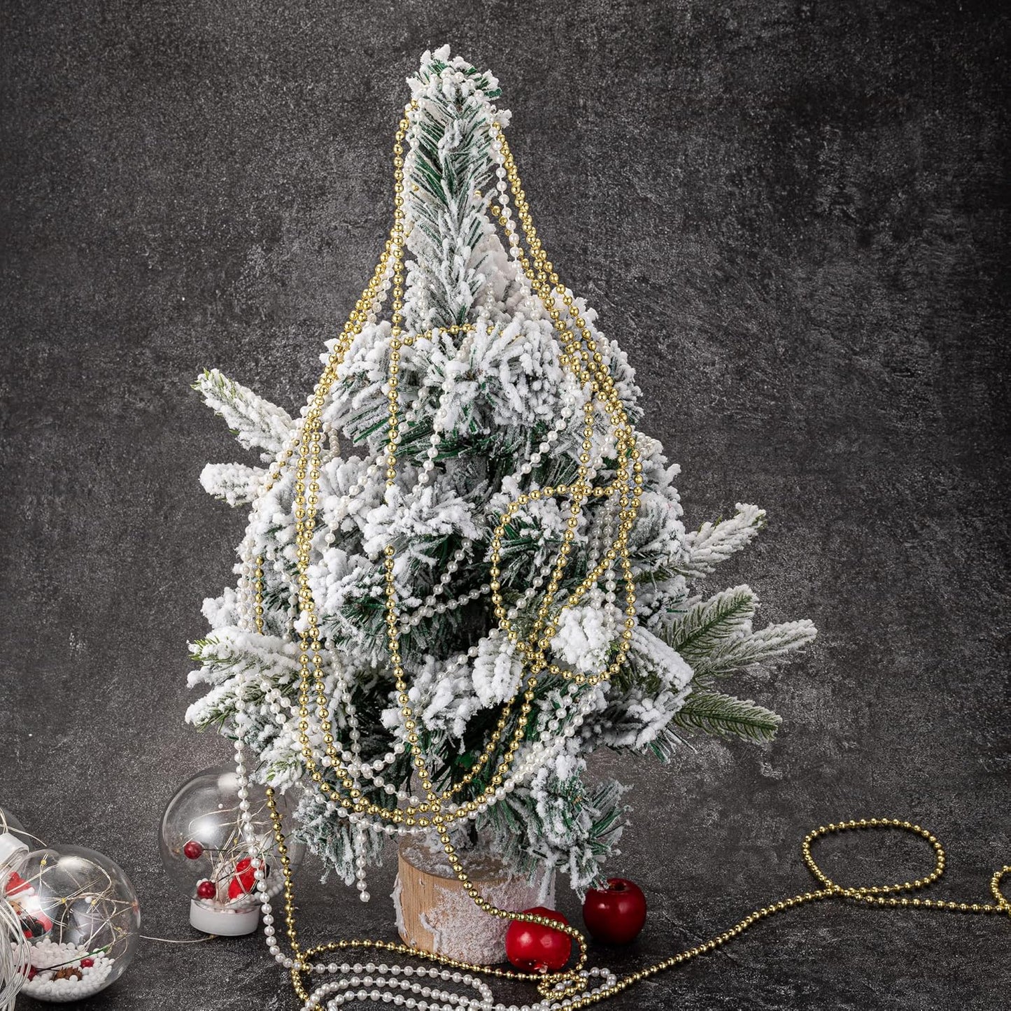 5mm Crafts Faux Pearl Beads Garland Pearl Bead Roll Strand of Pearls to Decorate Floral Centerpieces Wedding Party Favor Christmas Tree(99Feet White)