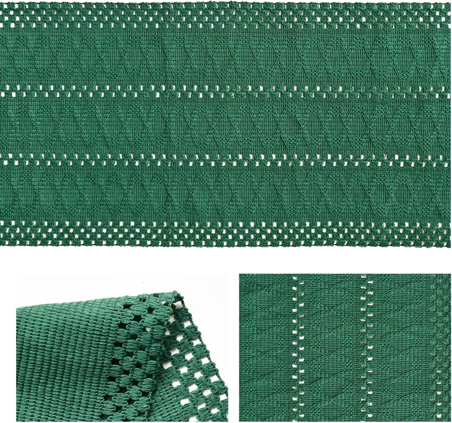 Artoid Mode Dark Green Farmhouse Woven Rustic Hollow Table Runner, Seasonal Holiday Kitchen Dining Table Decoration for Home Party Decor 12x36 Inch