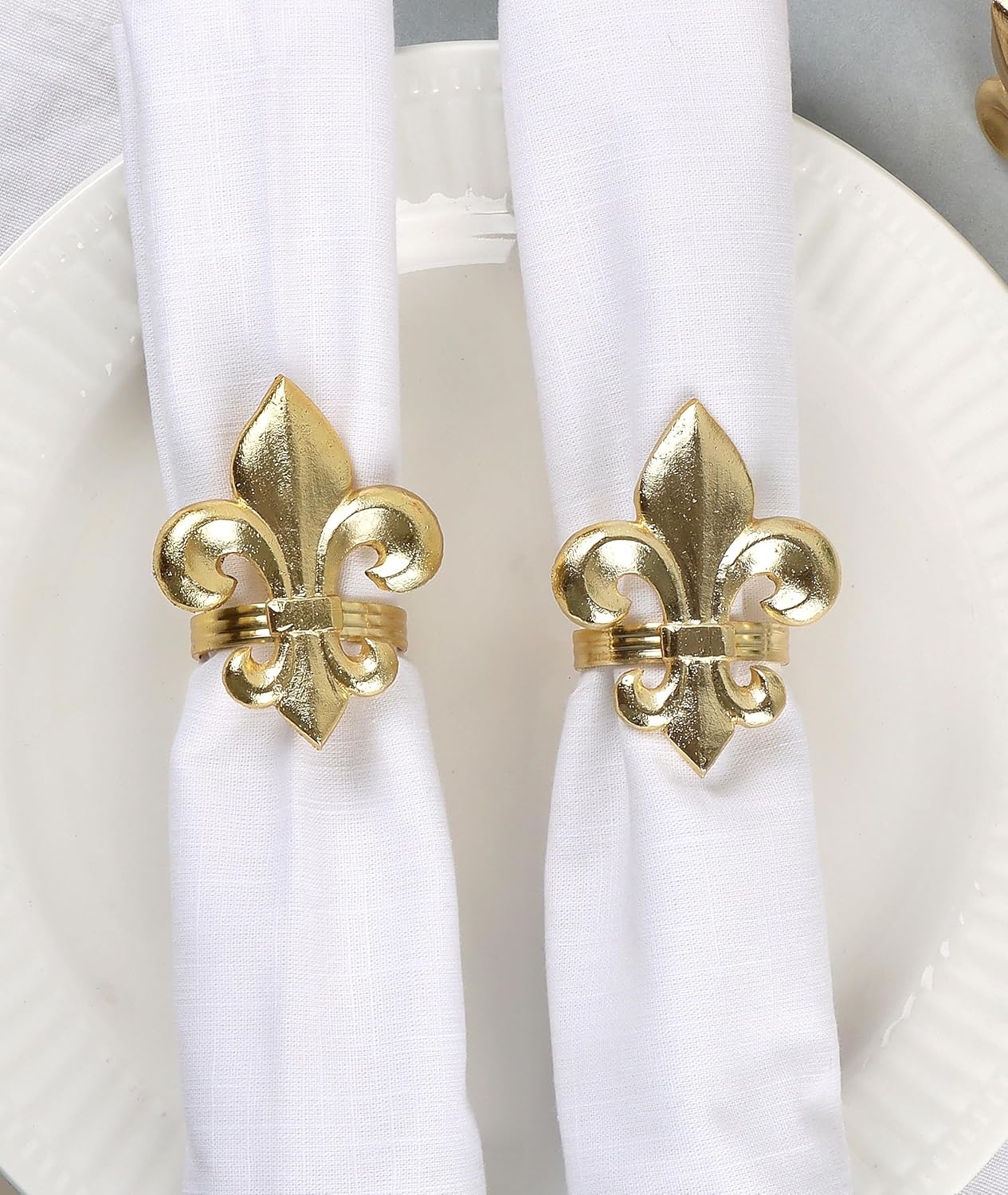 Gold Napkin Rings - Set of 12 | Elegant Metal Serviette Holders for Cloth Napkins | Durable & Reusable Table Decor for Dining, Weddings, Parties, Holidays & Special Events - ALPHA Living HOME