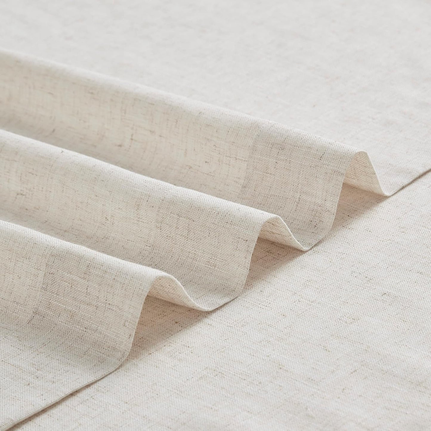 Vision Home Natural Pinch Pleated Semi Sheer Curtains Textured Linen Blended Light Filtering Window Curtains 120 inch for Living Room Bedroom Patio Pinch Pleat Drapes with Hooks 1 Panel 60" Wx120 L