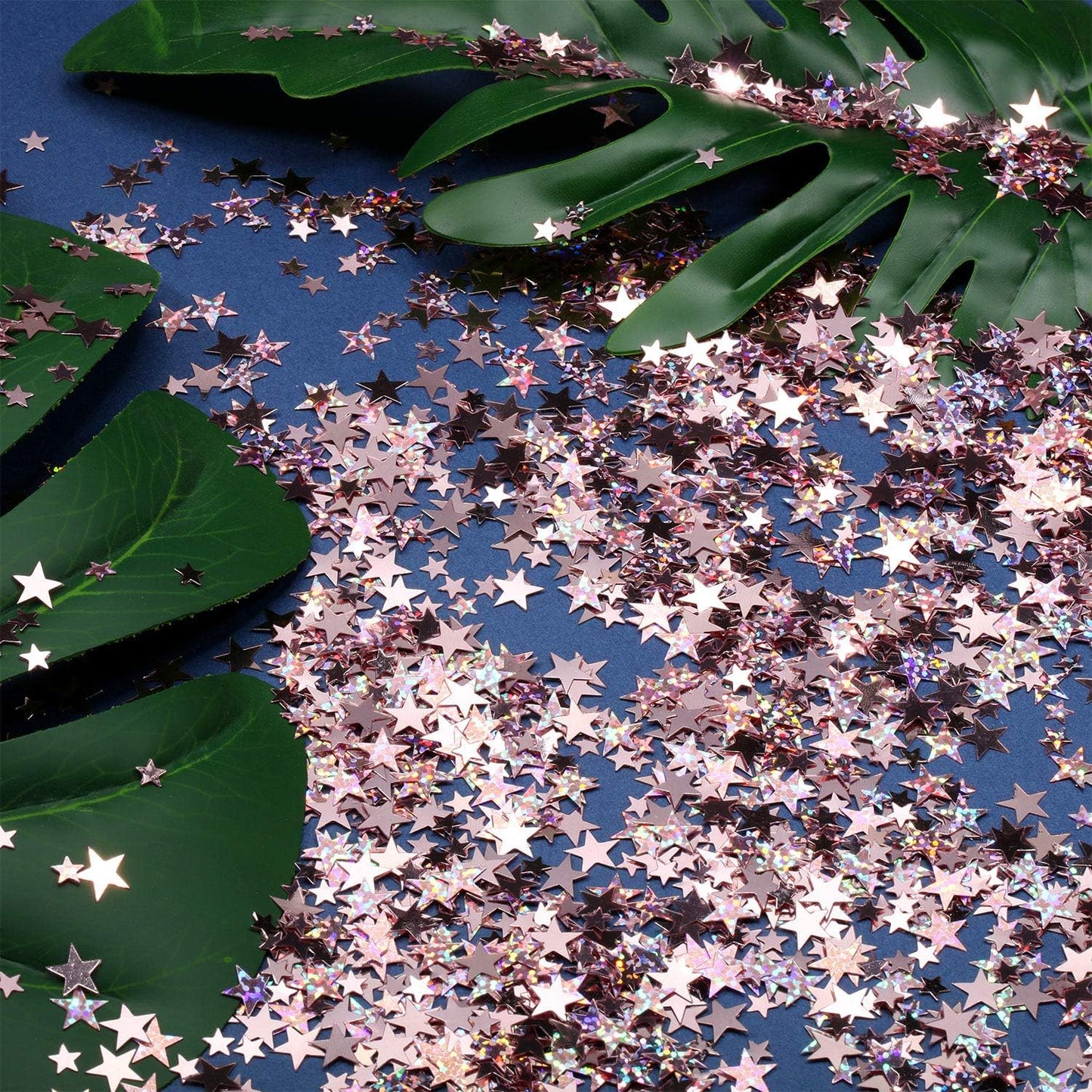 Hestya 60g Star Confetti Glitter Table Confetti Metallic Foil Stars for Party Wedding Festival Decorations(Glitter Rose Gold Set,10mm and 6mm)