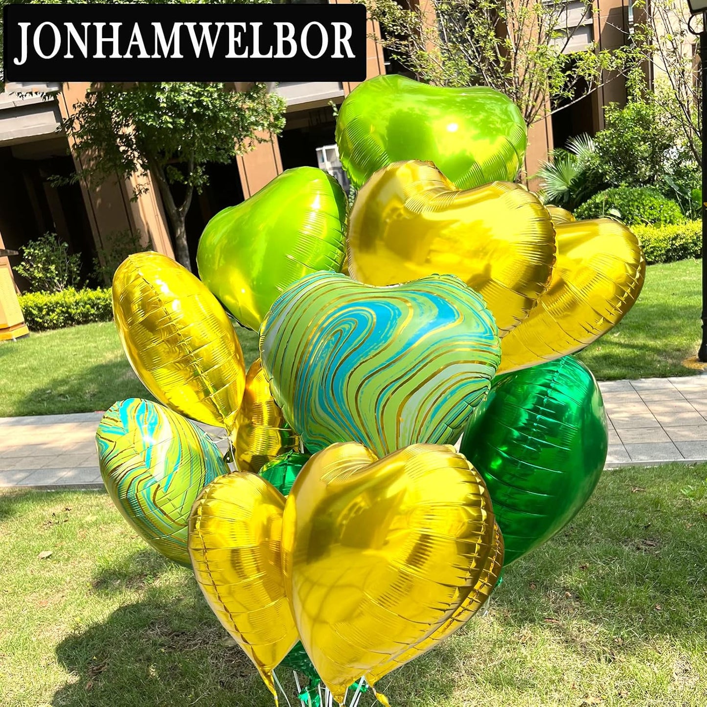 Jonhamwelbor 20Pcs 18 inch Gold Foil Mylar Heart Shape Balloons Decorations Valentines Birthday Wedding Baby Shower Party (Gold)
