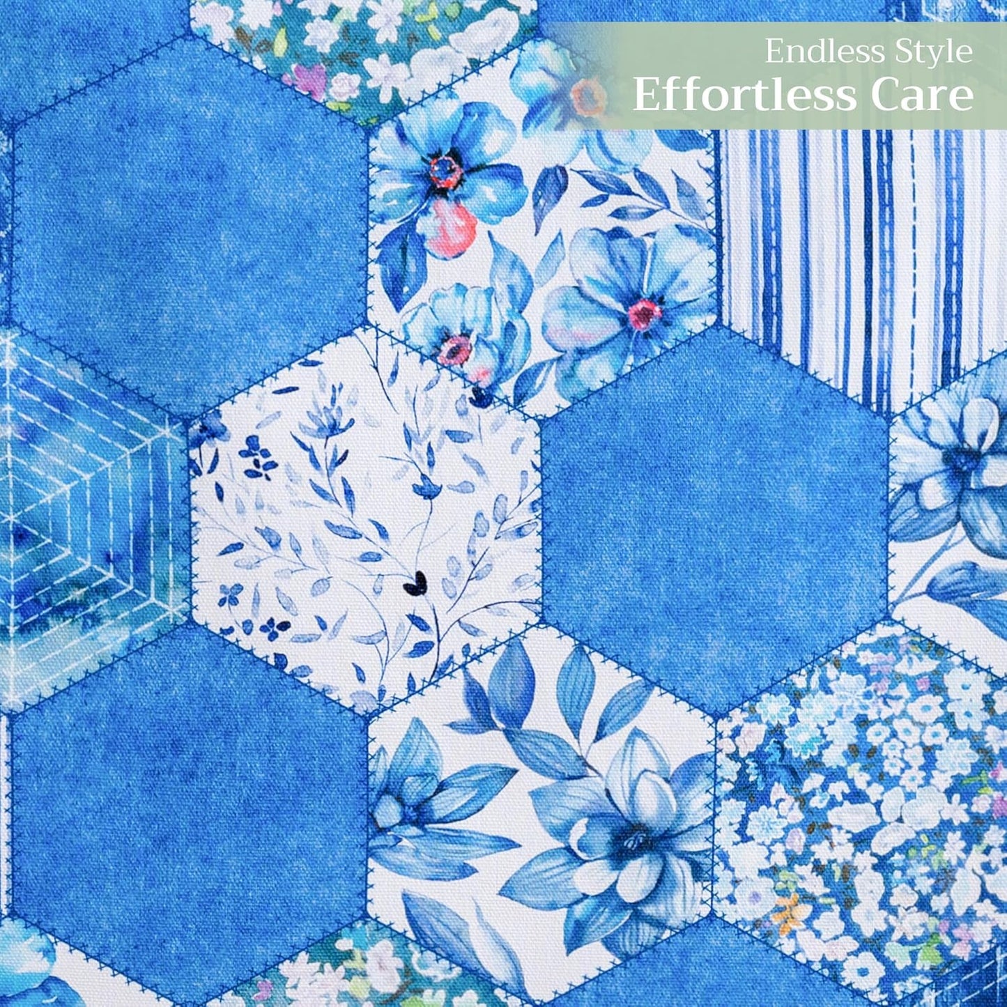 Maison d' Hermine Table Runner 100% Cotton Double Layer Table Runners 108 inches Long Decorative for Home Kitchen Dining Party Wedding Bridal Shower Spring Summer (Summer Blues, 14.50" x 108")