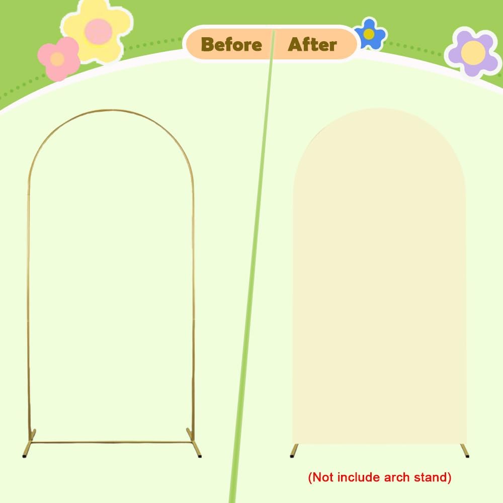 Beige Arch Cover 4ft Arch Backdrop Cover Spandex Fitted Wedding Arch Covers Round Top Arch Frame Cover Chiara Arch Cover Backdrop Fabric for Baby Shower Birthday Garden Party Celebration