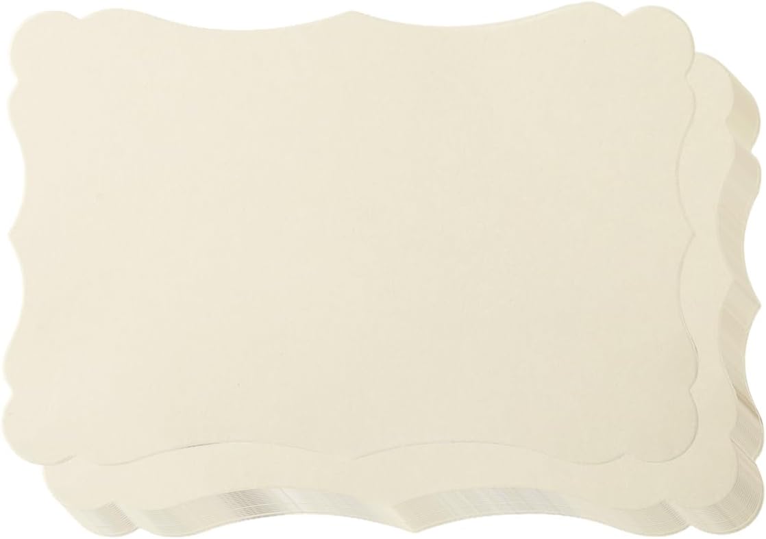 50 Pack Blank Kraft Cards Cardstock Thick Paper Brown Greeting Cards for DIY Gift Card Menus, Baby Shower and Wedding Invitations (Cream, 5x7IN)