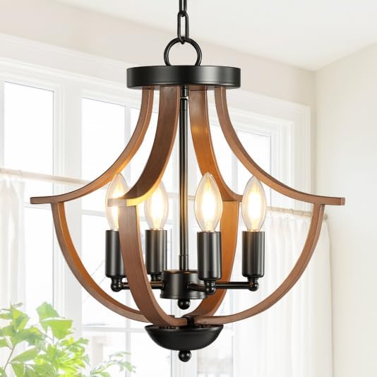 Farmhouse Chandelier,4-Light Modern Hanging Pendant Lighting,Rustic Vintage Ceiling Chandelier Light Fixture for Hallway Foyer Dining Room Entryway Kitchen Island Bedroom