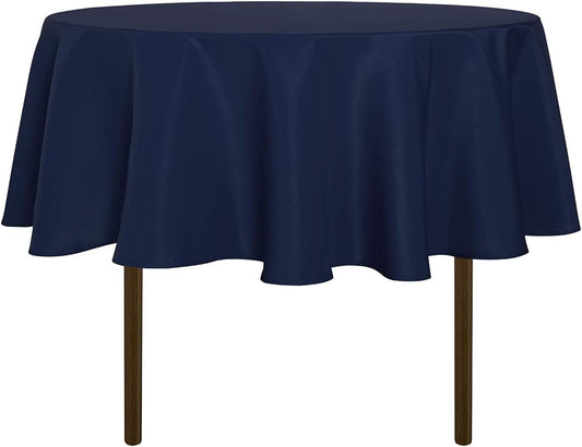 sancua Round Tablecloth - 48 Inch - Water Resistant Spill Proof Washable Polyester Table Cloth Decorative Fabric Table Cover for Dining Tables, Buffet Parties and Camping, Navy