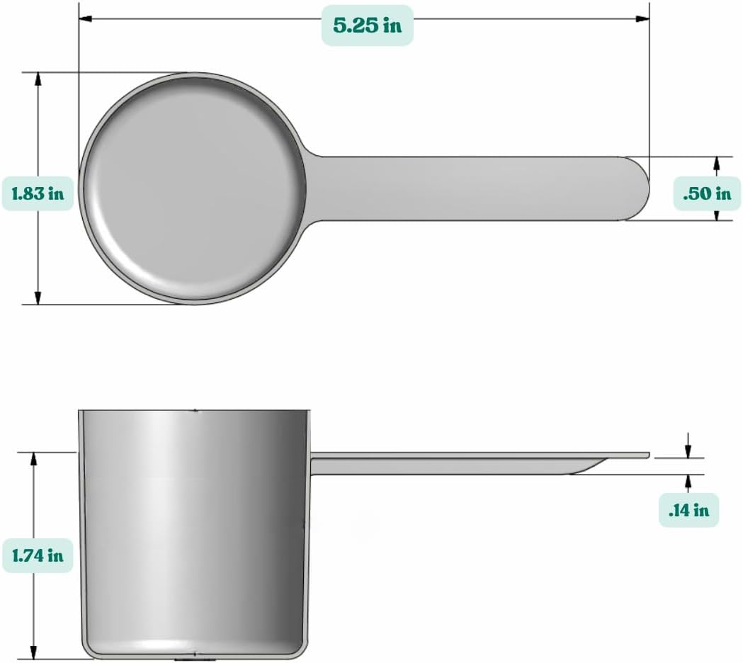 63 mL (63 CC | 2.13 Oz.) Long Handle Scoop for Measuring Coffee, Pet Food, Grains, Protein, Spices and Other Dry Goods (Pack of 5)